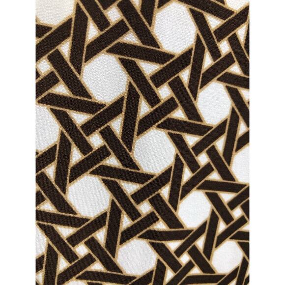 Talbots Faux Wrap Dress in Brown and White Weave Print Retro US 4 - Picture 8 of 16